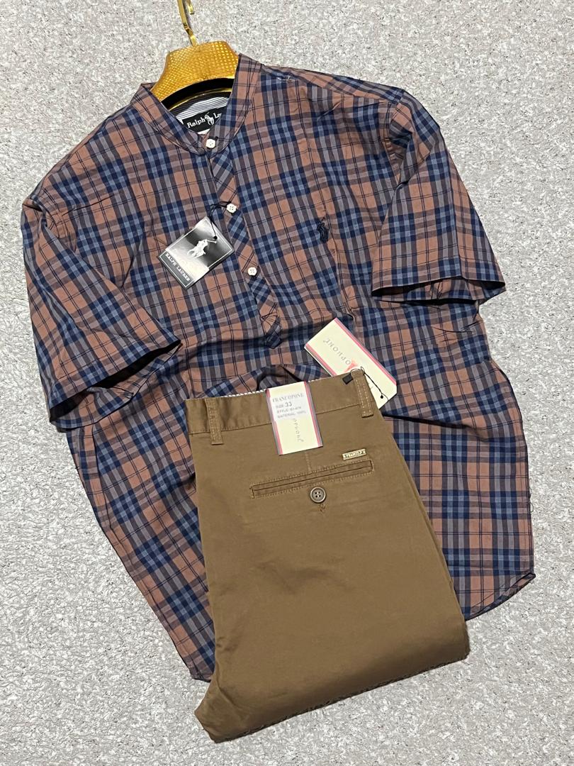 Ensemble chemise coton et kaki